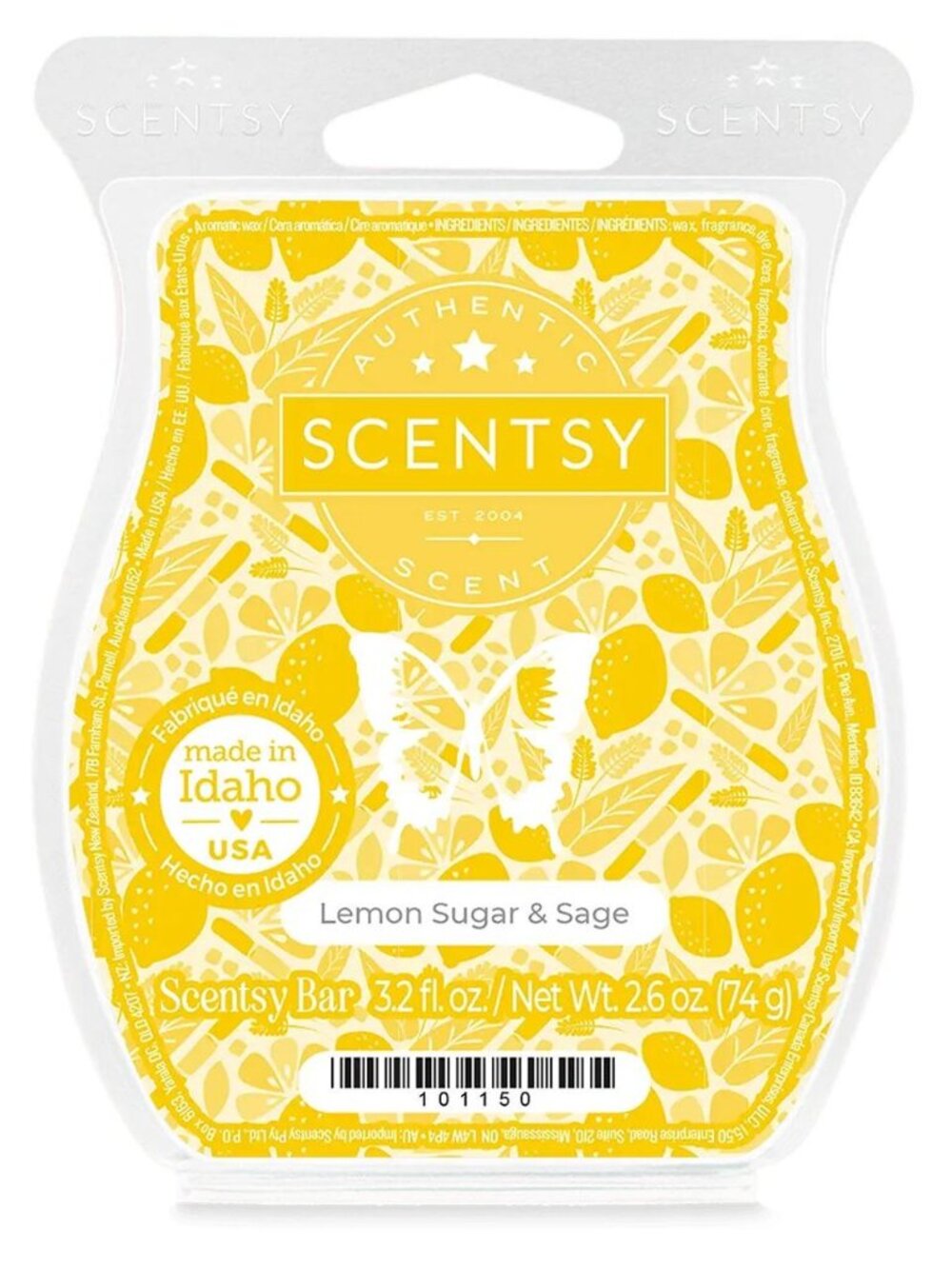 Scentsy LEMON SUGAR & SAGE Scented Wax Bar Melt New